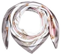 corciova 35" Women Silk Feeling 90 cm Square Hair Sleeping Scarf Pale Silver Piggy Pink Geometry Key Package Photo Frame