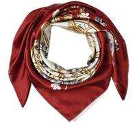 corciova 35" Women's Polyester Silk Feeling Square Hair Scarf Headscarf Harvard Crimson and Seashell Flowers Pattern