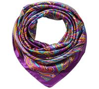 corciova 35 x 35 Satin Square Silk Hair Scarf Wrap Headscarf Purple Paisley Curly Headband Sleeping at Night Fashion Bandana