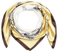 corciova Women's Silk Feeling 35'' Square Hair Neck Scarf - Flavescent White Shell Conch Branches Flowers