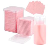 Corconess 400PCS Lint Free Nail Wipes With Dispenser - Gel Nail Polish Remover Wipes With Acetone Dispenser,Lash Extensions Glue Cleaning Wipes With 1PCS Empty Pump Dispenser Bottle Nail Supplies
