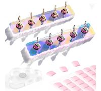 Corconess Nail Stand For Press On Nails - 2 Pcs Aurora Arcrylic Nail Holder for Painting Nails With A Mini Clear Nail Stand Base, Two Color Metal Nail Holders,Reusable Sticky Putty Nail Art Tools