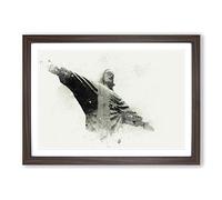 Corcovado in Rio De Janeiro Brazil in Abstract Framed Print | A2 Walnut Framed Wall Art | Ready to Hang | Abstract Fantasy Picture | Living Room Bedroom Lounge Office