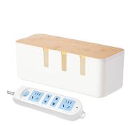 Cord Box | Wire Management Box,Wooden Cover Cord Case for Surge Protection for Home Kitchen Media Center Living Room Workstation Computer Desk