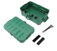 Cord Connection Box IP54 Heavy Duty Electrical Enclosure Large Square Outdoor Power Cord Protector for Garden Pool Security Camera Wiring 34.5x24x12cm (Green)