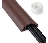 Cord Hider Floor, 3FT, Brown Cord Cover Floor, Cord Protector Floor Extension Cable Cover, Soft PVC Wire Covers - Cable Management Hide Cords on Floor - Cord Cavity: 0.7" (W) x 0.4"(H)