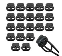Cord Locks Set Toggles for Drawstrings, Dual-Hole Plastic Toggles, Secure Drawstring Cord Fasteners, Ideal for Blind Cord Device, Roller Blind Chain Connectors,2.3x2cm Black Cord Lock,20 Pack