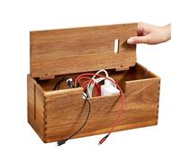 Cord Management Box | Cable Holder Wooden Hiding Container | Extension Cord Box - for Home Office Dorm Room Hotel Farmhouse School Living Room Bedroom Study