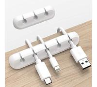 Cord Organizer, Cable Clips Cord Holder, Cable Management USB Cable Power Wire Cord Clips, 2 Packs Cable Organizers for Car Home and Office (5, 3 Slots) (White)