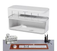 Cord Organizer Case - Desktop Cable Keeper, Clear Electronics Wire Box | Compact Charging Accessories Storage For Office, USB Cable Tidy Solution For Desk Setup, Earbud Wire Tray For Study Or Bedroom