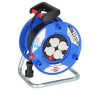 Cord Reel, Open, 82 ft, 25 m, 16 A, 4 Outlet, Blue - 1218050