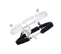 Cord Set with Coordinated Heart Design | Matching Two-Bracelet Set, Divided Heart Detail, Adjustable Sliding Cord Openings Without Any Fixed Clasp