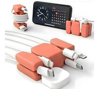 CordBrick 2PK Silicone & Steel Weighted Cord Holders for Bedside. Travel Phone Cable Organizers. Multiuse iPhone Accessories. Small Gifts for Him, College Student. Tech Gadgets for Teenagers. Coral