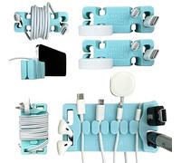 CordBrick/DeskBrick Bundle Weighted Cord Holders for Nightstand & Desk - Phone Charger Cable Management Travel, Phone Accessory, Stocking Stuffer - Gift for Home, Office - Aqua