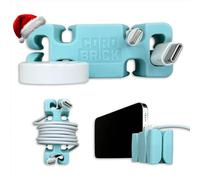 CordBrick Stocking Stuffers for Adults Cord Management Weighted Cord Holder Cable Wrap Phone Stand - Multiuse Gadget Organizer for Nightstand, Desk. Gift for Men, Durable Silicone. Aqua