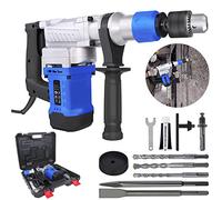 Corded 240V Rotary Hammer Drill with SDS Plus, 1080W 4-in-1 Electric Demolition Jack Hammer SDS Plus Rotary Hammer Drill, 6 Variable Speed Hammer Impact Drill with Side Handle, Drill Bits & Carry Case