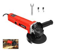 Corded Angle Grinder 115mm Electric Angle Grinder Power Tools with 1 Grinding Wheel, 1 Wheel Cover,1 Side Handle,1 Wrench and 2 Carbon Brush,for Cutting,Polishing,Red