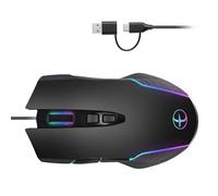 Corded Backlit Computer Jiggler 7200DPI Adjustment USB C USB A 2 Port For PC Laptop Tablets Gaming With Jiggler