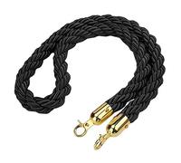 Corded barrier tape Crowd Control Hemp Rope Barrier With Gold Hooks Multicolor 0.6-3M(Black,Length 2.5M/8.2Ft/98.4In)