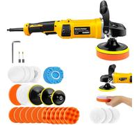 Corded Car Polisher for DIY Sanding, Polishing, Waxing, 1400W Electric Car Polishers and Buffers, 800-3500RPM 6 Variable Speed Control Cars Buffer Polisher Machine for Cars, Vans, Caravans, Sponge