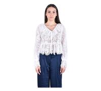 Corded Floral Lace V-neck Blouse- female- Michael Kors- Blouses- White- S- Blouses & Shirts S