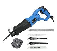 Corded Fret Saw Electric Reciprocating Saw 4 Blades 2800SPM Variable Speed Wood Metal Cutting Recip 180° Adjustable Hand Held (28mm Stroke Length), 3M Cable, Led Work Light