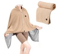 Corded Heated Blanket, 2025 New Cozy Portable USB Heated Shawl 3 Heating Levels Throw Blanket Wearable Blanket for Home Rest, Car Travel, Outdoor Camping (Khaki)