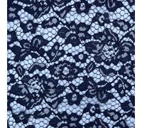 Corded Lace Fabric Lightweight Soft Rachel Lace Floral Textured Casual Evening Bridal Wear Material | 57" - 146 cm Wide (per Metre, Navy Blue)