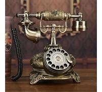 Corded Rotary Dial Desk Telephone with Metal Dial Pad, Card Slot Design, and Redial Function for Home and Office Vintage Decor