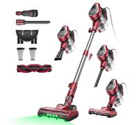 Vexilar Corded Vacuum Cleaner, Powerful 600W 60KPa, 6-in-1 Stick Vacuum Cleaner with Green LED, 7M Cord, 1.5L Dustbin Self-Standing Vacuum, Lightweight Handheld Vacuum for Hardwood,Pet Hair, Carpets