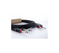 Cordial 14843 Twin Jack Audio Cable Black PVC 1m 2x 6.3mm Mono