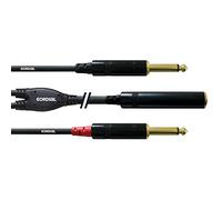 Cordial CFY 0.3 KPP Y Adaptor Cable 6.3 mm Gold Stereo Socket / 2x 6.33 mm Mono Jack Plugs 0.3 m Gold 6.3 mm Stereo Socket / 2x 6.33 mm Gold Mono Jack Plugs Length 0.3 m