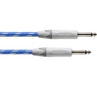CORDIAL - CXI3PP-SKY - Guitar Cable Tweed Blue 3 m, NEUTRIK Plug 6.35 mm - Textile Sheathing White/Blue, Peak