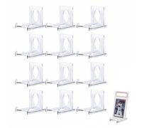 Cordial Mart 12 Pack Clear Plastic Display Stands Card Holder Easel | 12Pcs Clear Plastic Mini Easel Stands, Adjustable Display Holders for Trading Cards Business Cards Small Items Photos