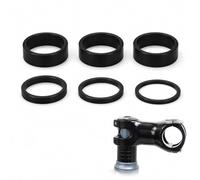 Cordial Mart 6Pcs 28.6mm Aluminium Alloy Bike Headset Spacer Set | Anodised Black Finish, 4 Sizes 2/3/5/10mm, for 1-1/8" Threadless Forks, MTB Road BMX Bicycle Handlebar Height Adjustment
