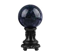 Cordierite Blue Apatite Symbiotic Ball Crystal Crystals Sphere with Wooden Stand for Divination Yoga Home Office FengShui Decoration,5~6cm