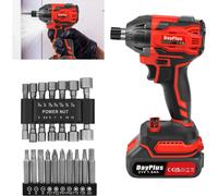 Cordless 1/2-Inch Impact Wrench, 300Nm Torque, 0-2200RPM, 1.5Ah Li-Ion Battery, Fast Charger, Forward/Reverse Switch