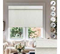 Cordless 100% Blackout Roller Blinds No Drill No Tools Thermal Insulated Window Shades Linen Fabric Creamy 130cm W x 180cm H Perfect for Home Decor.