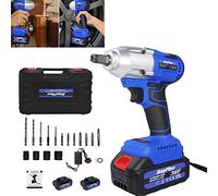 Cordless 18V Impact Wrench with Case, 1/2inch Square Driver, Rechargeable Batteries 6000mAh, Forward Reverse Setting, 420Nm Max Torque with LED Light & Sockets 14mm/17mm/ 19mm/22mm - 2-Batteries