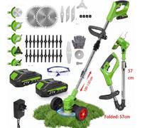 Cordless 21V Grass Strimmer With 2 X 2000Mah Battery, Lightweight, Garden Strimmers With Metal Blades,