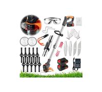 Cordless 24V Metal Blade Strimmer: 3-in-1 Grass Trimmer with Plastic/Metal/Manganese Blades, Adjustable Telescopic Pole (90-120cm)