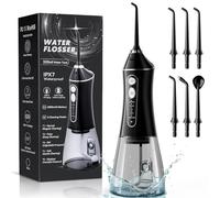 Cordless 300ml Oral irrigator, 4 Modes, Adjustable Water Pressure and 5 nozzles. 30-Day Long Battery Life with IPX7 Waterproof Design, Perfect for Daily Oral Care, Braces Users and Travel.