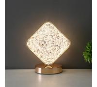 Cordless Acrylic Crystal Table Lamp Touch Control Dimmable Rhombus Shaped Night Light USB Rechargeable with 3 Colour Temperature for Bedroom Living Ro ExtraStar Multi One Size