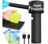 Cordless Air Duster, Multi-Use Electric Computer Duster Air Blower for PC Keyboard Cleaning, Replaces Compressed Spray Gas Cans, Rechargeable 6000mAh Battery, Powerful 40000 RPM, 12.6W Fast Charging