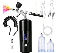 Cordless Airbrush Kit, Handheld Airbrush for Nails, Air Brush Kit with Air Compressor Air Hose Extension for Barber Nail Art Cake Decor Makeup Model Painting, 3 Level Adjustable 22PSI to 38PSI