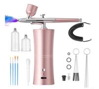 Cordless Airbrush Kit With 0.3mm Tip,Variable Pressure Compressor,3 Cups For Auto Paint,Nail Art,Modeling - USB Rechargeable Portable Sprayer(Pink+Hose)