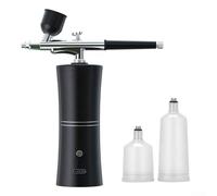 Cordless Airbrush Kit With 0.3mm Tip,Variable Pressure Compressor,3 Cups For Auto Paint,Nail Art,Modeling - USB Rechargeable Portable Sprayer(Black A)