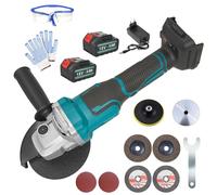 Cordless Angle Grinder,10000 RPM Brushless Flex Cut-Off Grinder with 2X 5500mAh Batteries & Charger,14 Accessories, Ideal for Cutting, Grinding, Polishing