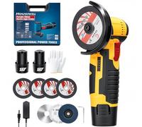 Cordless Angle Grinder 19500RPM with 7 Cutting Discs and 2pcs Batteries, 76mm Side Disc Mini Angle Grinder Small Battery Tool for for Cutting Polishing and Sharpening