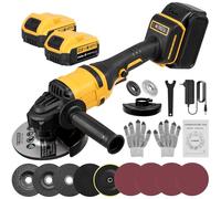 Cordless Angle Grinder,21V Angle Grinder with 2 * 5000mAh Batteries,1500W Angle Grinder Power Tool,Max 30000RPM,125mm disc Diameter,45mm Cutting Depth,for Cutting,Grinding,Polishing,Rust Removal